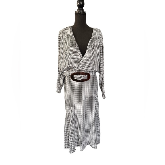 Free People Elected Black and White Checkered Midi Dress, Size 4 - Picture 4 of 8